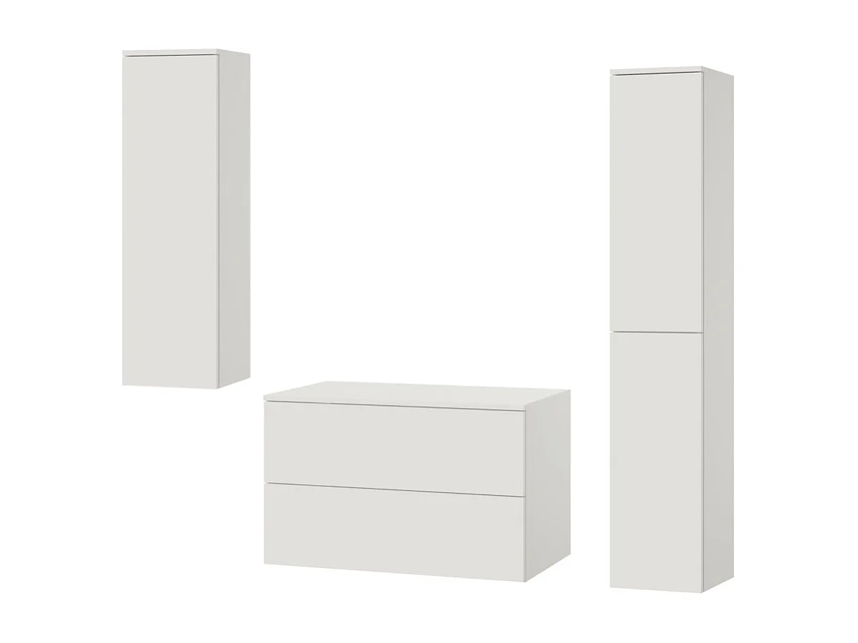Badkamerset 3-delig: Wastafelonderkast + 2 Kolomkasten Kleur Wit (2S 80 + 1D 100 + 2D 160)
