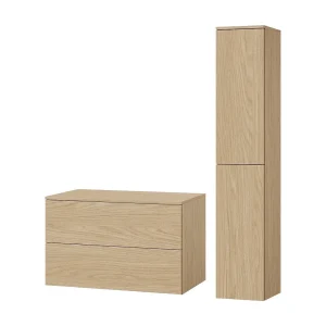 Badkamerset 2-delig: Wastafelonderkast + Kolomkast Kleur Lente-eik (2S 80 + 2D 160) Badkamerset 2-delig: Wastafelonderkast + Kolomkast Kleur Lente-eik (2S 80 + 2D 160)