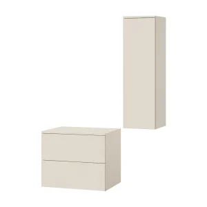 Badkamerset 2-delig: Wastafelonderkast + Kolomkast Kleur Macadamia (2S 60 + 1D 100) Badkamerset 2-delig: Wastafelonderkast + Kolomkast Kleur Macadamia (2S 60 + 1D 100)