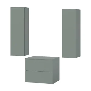 Badkamerset 3-delig: Wastafelonderkast + 2 Kolomkasten Kleur Aloë (2S 60 + 1D 100 X2) Badkamerset 3-delig: Wastafelonderkast + 2 Kolomkasten Kleur Aloë (2S 60 + 1D 100 X2)