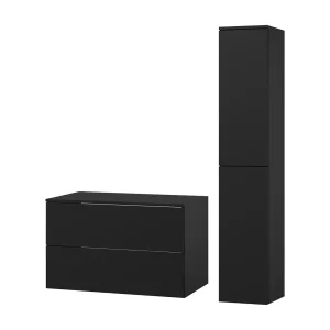 Badkamerset 2-delig: Wastafelonderkast + Kolomkast Kleur Zwart (2S 80 + 2D 160) Badkamerset 2-delig: Wastafelonderkast + Kolomkast Kleur Zwart (2S 80 + 2D 160)