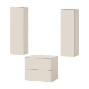 Badkamerset 3-delig: Wastafelonderkast + 2 Kolomkasten Kleur Macadamia (2S 60 + 1D 100 X2) Badkamerset 3-delig: Wastafelonderkast + 2 Kolomkasten Kleur Macadamia (2S 60 + 1D 100 X2)