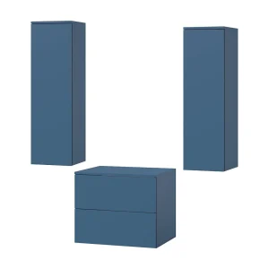 Badkamerset 3-delig: Wastafelonderkast + 2 Kolomkasten Kleur Zeeblauw (2S 60 + 1D 100 X2) Badkamerset 3-delig: Wastafelonderkast + 2 Kolomkasten Kleur Zeeblauw (2S 60 + 1D 100 X2)