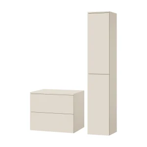 Badkamerset 2-delig: Wastafelonderkast + Kolomkast Kleur Macadamia (2S 60 + 2D 160) Badkamerset 2-delig: Wastafelonderkast + Kolomkast Kleur Macadamia (2S 60 + 2D 160)