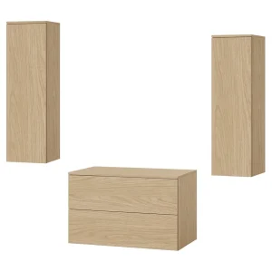Badkamerset 3-delig: Wastafelonderkast + 2 Kolomkasten Kleur Lente-eik (2S 80 + 1D 100 X2) Badkamerset 3-delig: Wastafelonderkast + 2 Kolomkasten Kleur Lente-eik (2S 80 + 1D 100 X2)