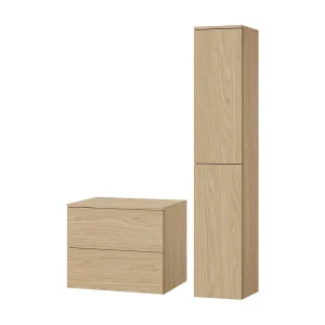 Badkamerset 2-delig: Wastafelonderkast + Kolomkast Kleur Lente-eik (2S 60 + 2D 160) Badkamerset 2-delig: Wastafelonderkast + Kolomkast Kleur Lente-eik (2S 60 + 2D 160)