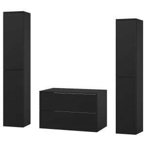 Badkamerset 3-delig: Wastafelonderkast + 2 Kolomkasten Kleur Zwart (2S 80 + 2D 160 X2) Badkamerset 3-delig: Wastafelonderkast + 2 Kolomkasten Kleur Zwart (2S 80 + 2D 160 X2)