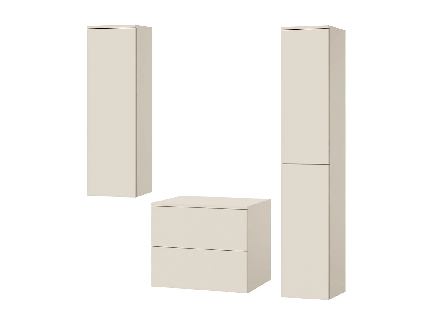 Badkamerset 3-delig: Wastafelonderkast + 2 Kolomkasten Kleur Macadamia (2S 60 + 1D 100 + 2D 160)