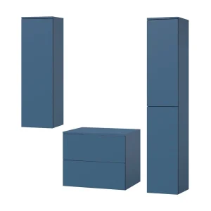 Badkamerset 3-delig: Wastafelonderkast + 2 Kolomkasten Kleur Zeeblauw (2S 60 + 1D 100 + 2D 160) Badkamerset 3-delig: Wastafelonderkast + 2 Kolomkasten Kleur Zeeblauw (2S 60 + 1D 100 + 2D 160)