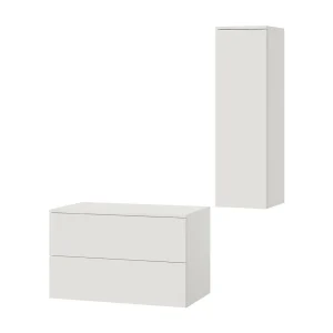 Badkamerset 2-delig: Wastafelonderkast + Kolomkast Kleur Wit (2S 80 + 1D 100) Badkamerset 2-delig: Wastafelonderkast + Kolomkast Kleur Wit (2S 80 + 1D 100)
