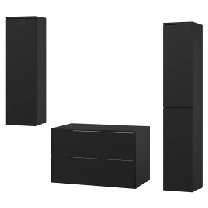 Badkamerset 3-delig: Wastafelonderkast + 2 Kolomkasten Kleur Zwart (2S 80 + 1D 100 + 2D 160) Badkamerset 3-delig: Wastafelonderkast + 2 Kolomkasten Kleur Zwart (2S 80 + 1D 100 + 2D 160)