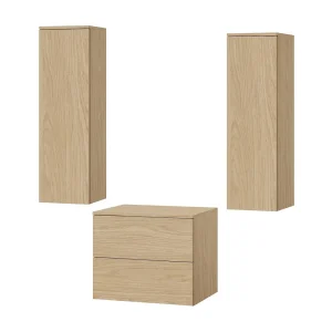 Badkamerset 3-delig: Wastafelonderkast + 2 Kolomkasten Kleur Lente-eik (2S 60 + 1D 100 X2) Badkamerset 3-delig: Wastafelonderkast + 2 Kolomkasten Kleur Lente-eik (2S 60 + 1D 100 X2)