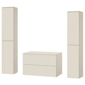 Badkamerset 3-delig: Wastafelonderkast + 2 Kolomkasten Kleur Macadamia (2S 80 + 2D 160 X2) Badkamerset 3-delig: Wastafelonderkast + 2 Kolomkasten Kleur Macadamia (2S 80 + 2D 160 X2)