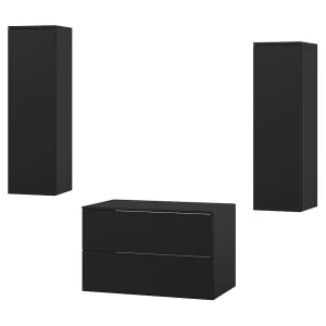 Badkamerset 3-delig: Wastafelonderkast + 2 Kolomkasten Kleur Zwart (2S 80 + 1D 100 X2) Badkamerset 3-delig: Wastafelonderkast + 2 Kolomkasten Kleur Zwart (2S 80 + 1D 100 X2)