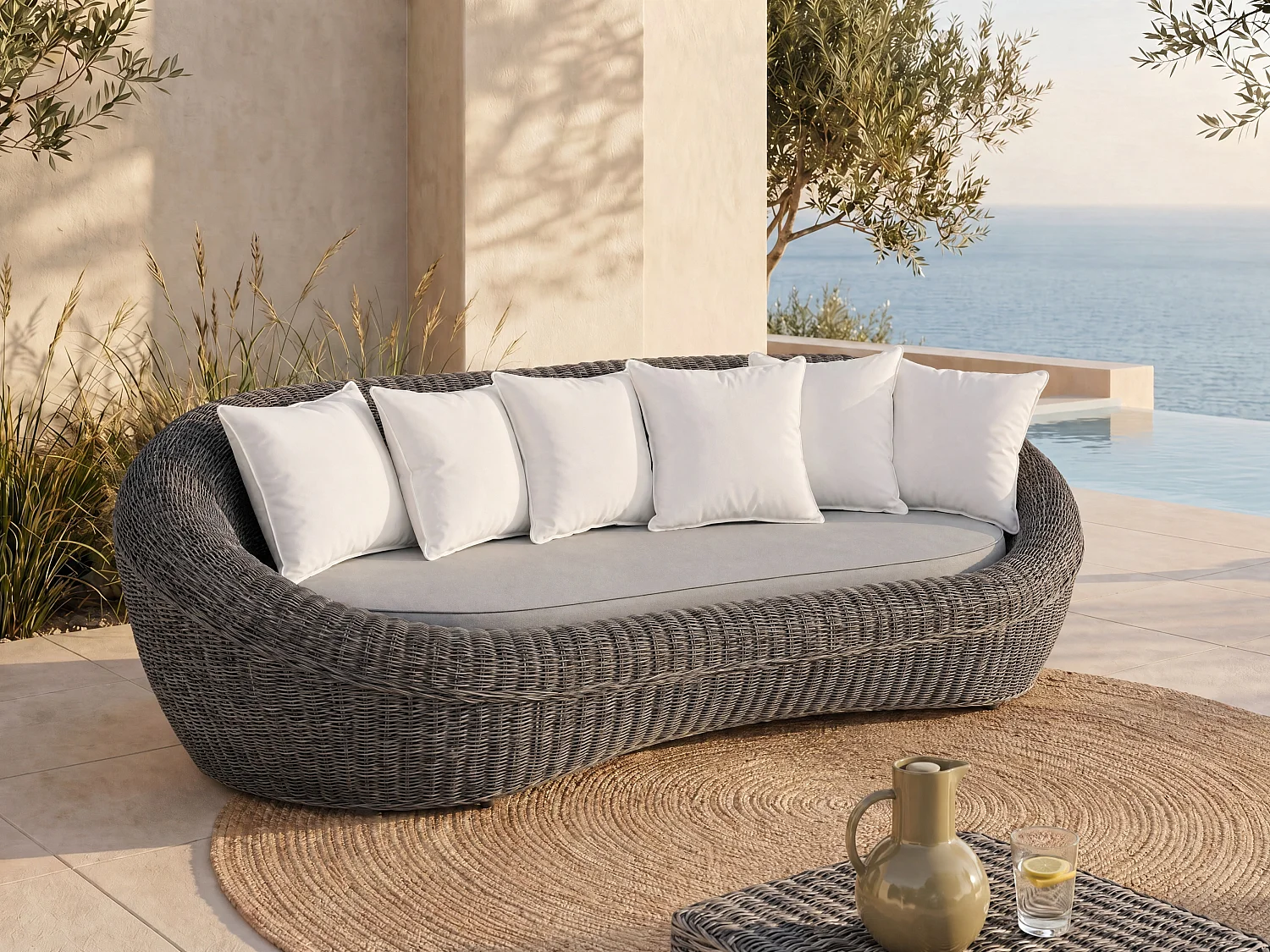 Loungeset WHITEHEAVEN van ecru gevlochten hars - ecru