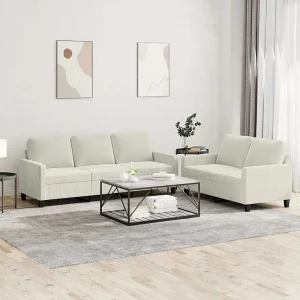 2-delige Loungeset met kussens fluweel crèmekleurig 2-delige Loungeset met kussens fluweel crèmekleurig
