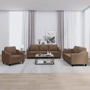 4-delige Loungeset met kussens stof bruin 4-delige Loungeset met kussens stof bruin