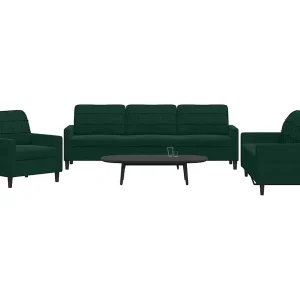 3-delige Loungeset met kussens fluweel donkergroen 3-delige Loungeset met kussens fluweel donkergroen