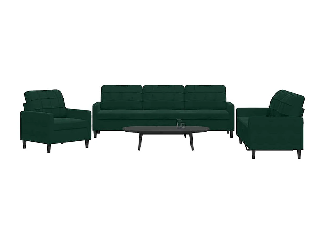 3-delige Loungeset met kussens fluweel donkergroen