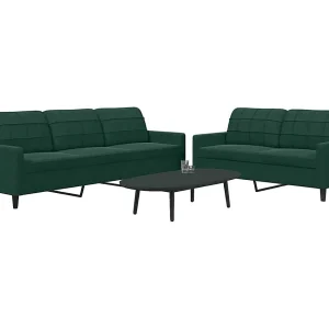 2-delige Loungeset met kussens fluweel donkergroen 2-delige Loungeset met kussens fluweel donkergroen