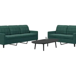 2-delige Loungeset met kussens fluweel donkergroen 2-delige Loungeset met kussens fluweel donkergroen
