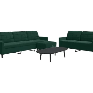 3-delige Loungeset met kussens fluweel donkergroen 3-delige Loungeset met kussens fluweel donkergroen