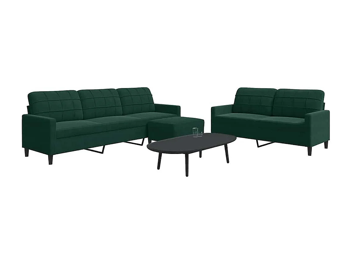 3-delige Loungeset met kussens fluweel donkergroen