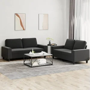 2-delige Loungeset stof zwart 2-delige Loungeset stof zwart