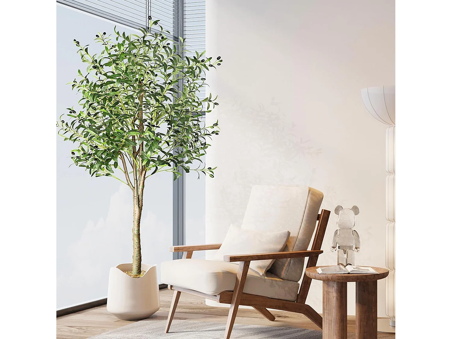 180cm olijfboom kunstplant, nep groene plant decoratie, verwijderbaar, voor thuis slaapkamer woonkamer balkon binnenplaats tuin
