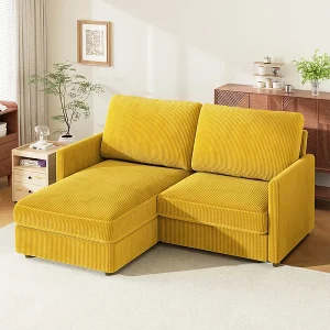 2-zits converteerbare hoekbank – 180x140x86cm – in Corduroy stof – Max. belasting 300kg – voor Woonkamer, Slaapkamer, Kantoor 2-zits converteerbare hoekbank – 180x140x86cm – in Corduroy stof – Max. belasting 300kg – voor Woonkamer, Slaapkamer, Kantoor