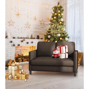 2 -Seater Comfort Sofa in teddy fluweel bruin, met diepe stoel van 55 cm en armleuningen – 128x78x89cm 2 -Seater Comfort Sofa in teddy fluweel bruin, met diepe stoel van 55 cm en armleuningen – 128x78x89cm
