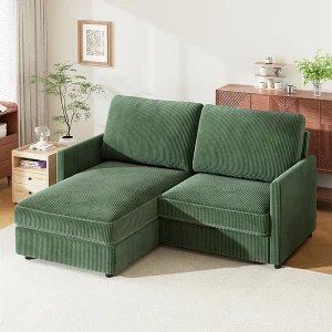 2-zits converteerbare hoekbank – 180x140x86cm – in Corduroy stof – Max. belasting 300kg – voor Woonkamer, Slaapkamer, Kantoor 2-zits converteerbare hoekbank – 180x140x86cm – in Corduroy stof – Max. belasting 300kg – voor Woonkamer, Slaapkamer, Kantoor