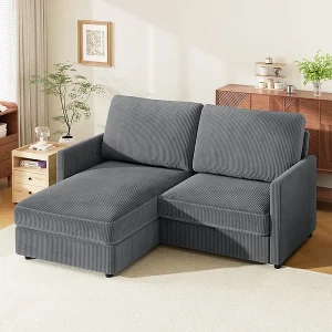 2-zits converteerbare hoekbank – 180x140x86cm – in Corduroy stof – Max. belasting 300kg – voor Woonkamer, Slaapkamer, Kantoor 2-zits converteerbare hoekbank – 180x140x86cm – in Corduroy stof – Max. belasting 300kg – voor Woonkamer, Slaapkamer, Kantoor