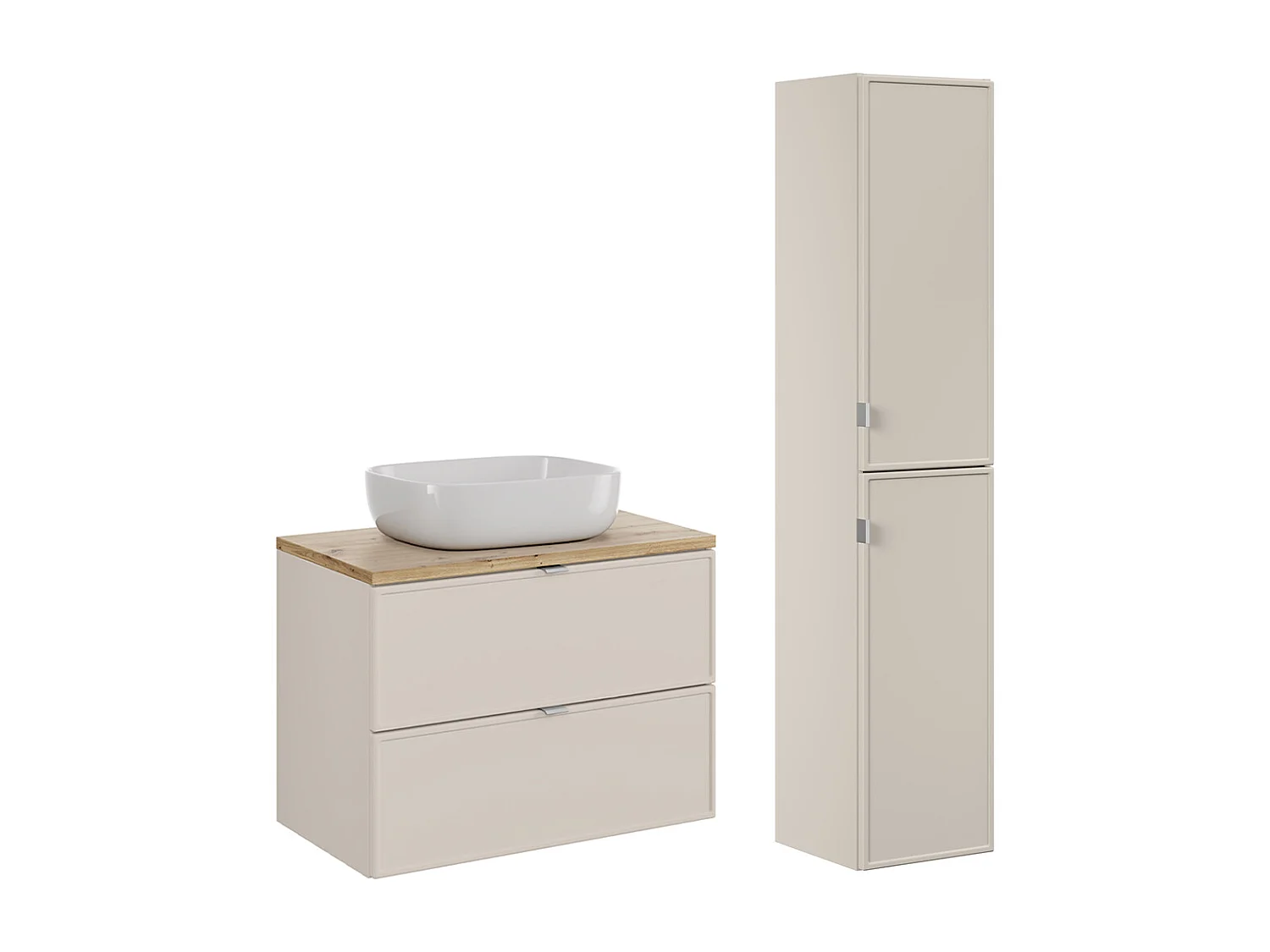 Ensemble meuble simple vasque 80cm et colonne Alba Cachemire