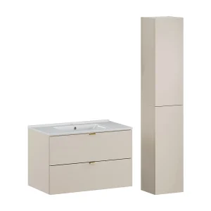 Azel Cachemire enkel wastafelmeubel met 80cm inzetwastafel en sokkel