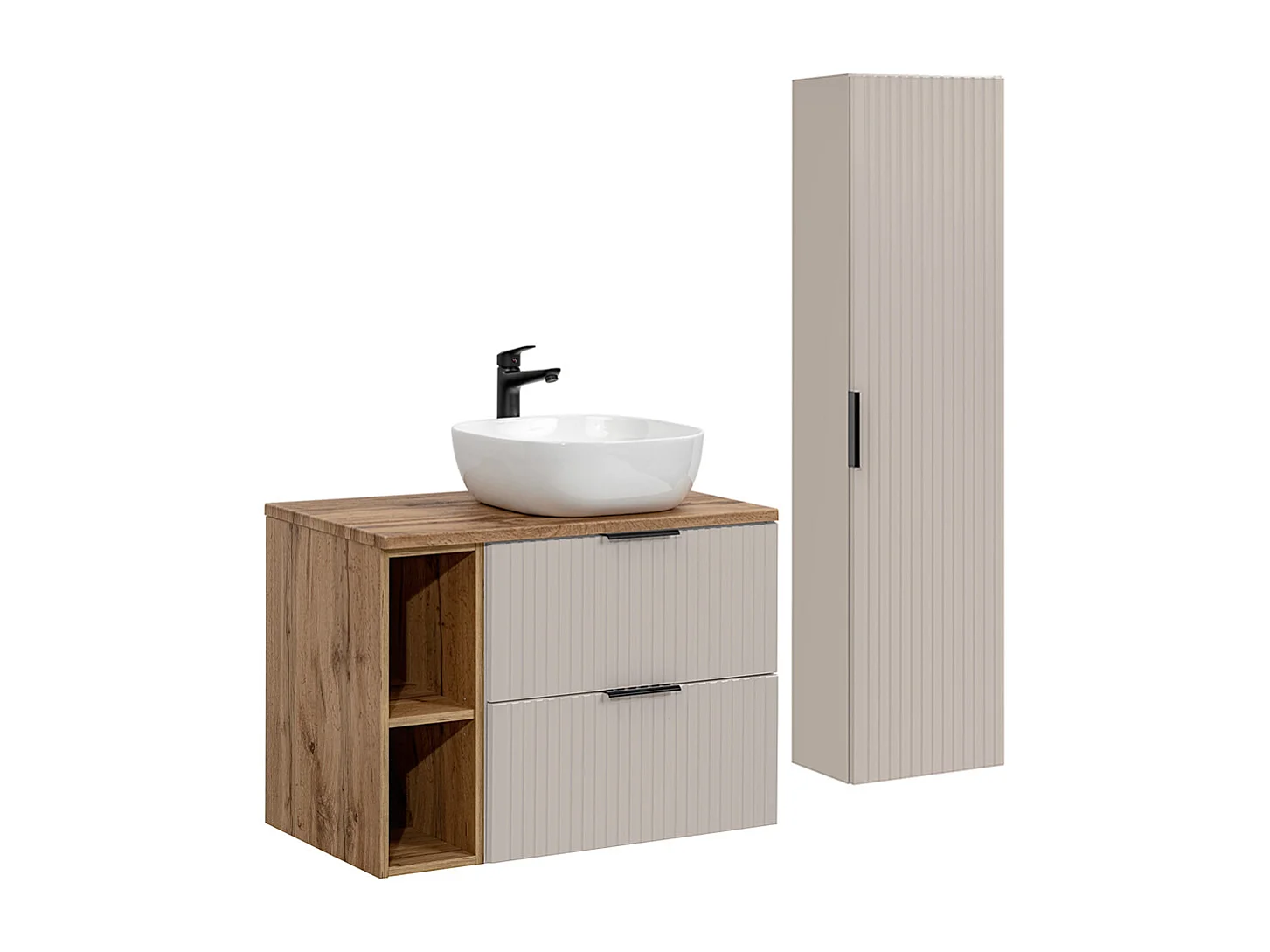Adriel Kasjmier en hout enkel wastafelmeubel 80cm 2 nissen en sokkel