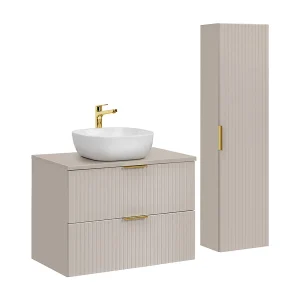 Adriel Cachemire 80cm enkel wastafelmeubel en sokkelset Adriel Cachemire 80cm enkel wastafelmeubel en sokkelset