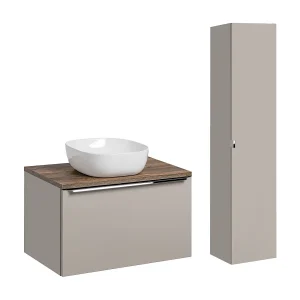 Ensemble enkele wastafel 80cm en kolom Éros Taupe Ensemble enkele wastafel 80cm en kolom Éros Taupe
