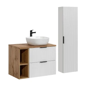 80cm 2 nis wastafelmeubel met sokkel Adriel Wit 80cm 2 nis wastafelmeubel met sokkel Adriel Wit
