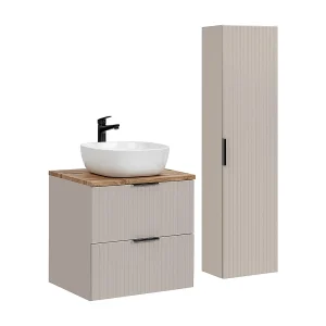 Adriel Kasjmier en Hout 60cm enkele wastafel met sokkel Adriel Kasjmier en Hout 60cm enkele wastafel met sokkel