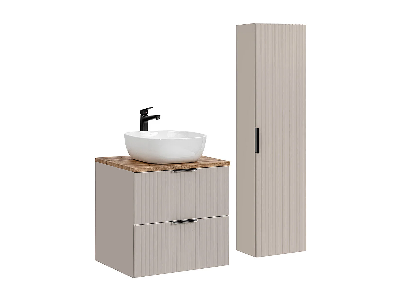 Adriel Kasjmier en Hout 60cm enkele wastafel met sokkel