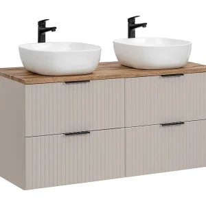 Adriel Cachemire en Hout 120cm dubbele wastafel Adriel Cachemire en Hout 120cm dubbele wastafel