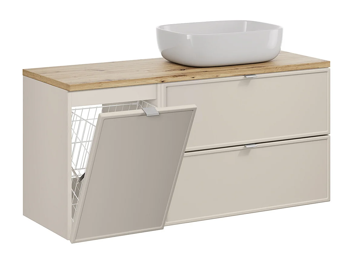 Alba Cachemire 120cm enkele wastafel met wasmand