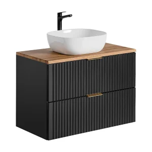 Meuble simple vasque 80cm Adriel Noir en Bois Meuble simple vasque 80cm Adriel Noir en Bois