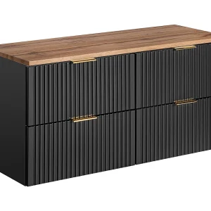 Meuble sous-vasque 120cm plan de toilette Adriel Noir en Bois Meuble sous-vasque 120cm plan de toilette Adriel Noir en Bois