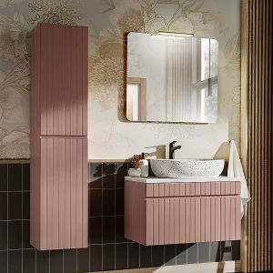 80cm enkele wastafel en Zelie roze en witte sokkelset