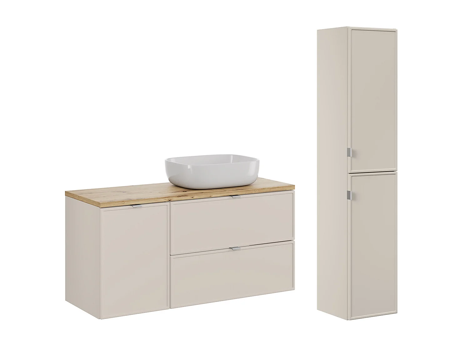 Alba Cachemire 120cm enkele wastafel met waskorf en sokkel