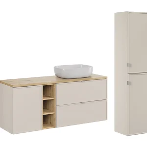 Alba Cachemire 140cm wastafelmeubel met 3 nissen wasmand en sokkel Alba Cachemire 140cm wastafelmeubel met 3 nissen wasmand en sokkel