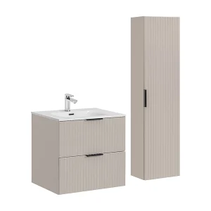 Adriel Cachemire enkel wastafelmeubel met 60cm inzetwastafel en sokkel Adriel Cachemire enkel wastafelmeubel met 60cm inzetwastafel en sokkel
