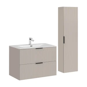 Adriel Cachemire enkel wastafelmeubel met 80cm inzetwastafel en sokkel Adriel Cachemire enkel wastafelmeubel met 80cm inzetwastafel en sokkel